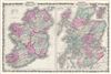 1861 Johnson Map of Scotland and Ireland