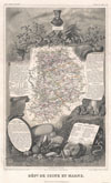 1852 Levasseur Map of Department De Seine et Marne, France (Fromage de Meaux)