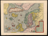 1570 / 1592 Ortelius Map of the North Atlantic / Arctic: Scandinavia, Britain, Greenland
