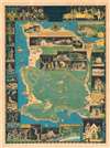 1927 Jo Mora Map of Monterey Peninsula - Seventeen Mile Drive!