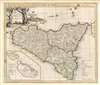 1721 Senex Map of Sicily, w/ inset of Malta and Gozo