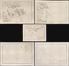 1845 Depot de Marine Set of 5 Maps / Charts of Singapore and Malacca
