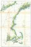 1860 U.S. Coast Survey Map of the New England Coast from Connecticut to Maine