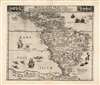 1593 De Jode Map of South America and the Caribbean