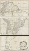 1755 Postlethwayte Three Panel Wall Map of South America