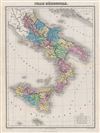 1876 Migeon Map of Southern Italy