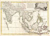 1770 Bonne Map of India, Southeast Asia & The East Indies (Thailand, Borneo, Singapore)