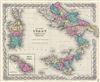 1856 Colton Map of Southern Italy, Sicily, Sardinia and Malta