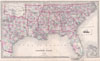 1868 Walling Map of Texas, Florida and the Southern States