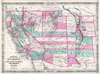 1866 Johnson Map of California, Colorado, Arizona, New Mexico, Nevada and Utah