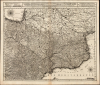 1700 / 1719 Joachim Ottens Four-Sheet Map of Spain and Portugal