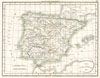 1832 Delamarche Map of Spain and Portugal under the Roman Empire