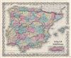 1856 Colton Map of Spain and Portugal