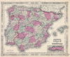 1864 Johnson Map of Spain and Portugal
