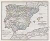 1854 Spruner Map of Spain and Portugal with ecclesiastical divisions