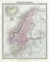 1874 Tardieu Map of Scandinavia (Sweden and Norway)
