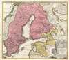 1720 Homann Map of Sweden at the End of the Age of Greatness
