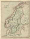 1845 Chambers Map of Sweden and Norway