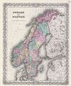 1856 Colton Map of Sweden and Norway