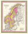1850 Mitchell Map of Sweden and Norway