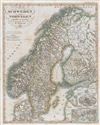 1853 Perthes Map of Sweden and Norway