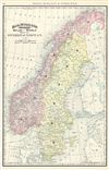 1891 Rand McNally Map of Sweden and Norway