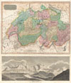 1814 Thomson Map of Switzerland with View of Mont Blanc