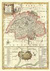 1747 Bowen Map of Switzerland with City Plan of Geneva, Switzerland