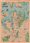 1909 Robinson Pictorial 'Aeroplane' Map of Sydney, Australia