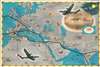 1948 T.W.A. Pictorial Airline Route Map of the World