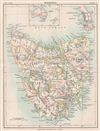 1888 Encyclopedia Britannica Map of Tasmania, Australia