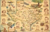 1934 Pruett Pictorial Map of Texas History, Celebrating Its Centennial