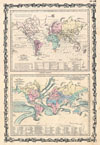 1861 Johnson Climate Map of the World w/ Tides and Ocean Currents