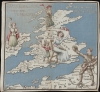 1914 World War I Pictorial Cloth Handkerchief Map of the British Isles