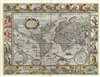 1628 Pieter van den Keere Carta-a-figure Map of the World on Mercator Projection