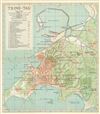 1924 Imperial Japanese Railway Map of Ching-Tao or Qingdao or Tsingtao, China