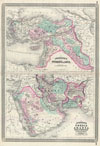 1870 Johnson Map of Turkey,  Persia, Arabia ( Iran, Iraq, Afghanistan )