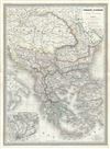 1860 Dufour Map of Greece and the Balkans