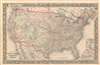 1865 Mitchell Map of the United States / 1st Map w/ Wyoming