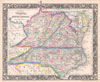 1860 Mitchell Map of Virginia (undivided) and North Carolina
