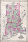 1864 Johnson's Map of New England (Vermont, New Hampshire, Massachusetts, Rhode Island and CT)