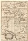 1753 Jonas Hanway Map of the Volga River, Russia