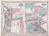 1865 Johnson Map of Washington, Oregon & Minnesota