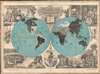 1844 Missionary Double Hemisphere Pictorial Map of the World