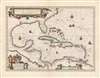 1638 Blaeu Map of the Caribbean Sea and the Gulf Coast