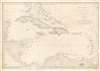 1842 Dépôt de la Marine Nautical Map of the West Indies