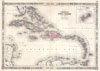 1864 Johnson Map of the West Indies and Caribbean