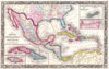 1860 Mitchell's Map of the West Indies, Mexico and Central America