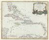 1750 Vaugondy Map of the West Indies or Caribbean