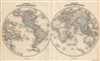 1861 Johnson Map of the World on Hemisphere Projection
